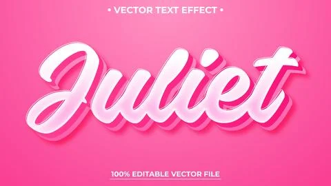 Juliet 3d editable text effect Pink text effect mockup template for Valentine Stockillustratie