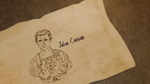 Julius Caesar Portrait On Old Paper Animation in 4K Footage Stock Footage 340880068