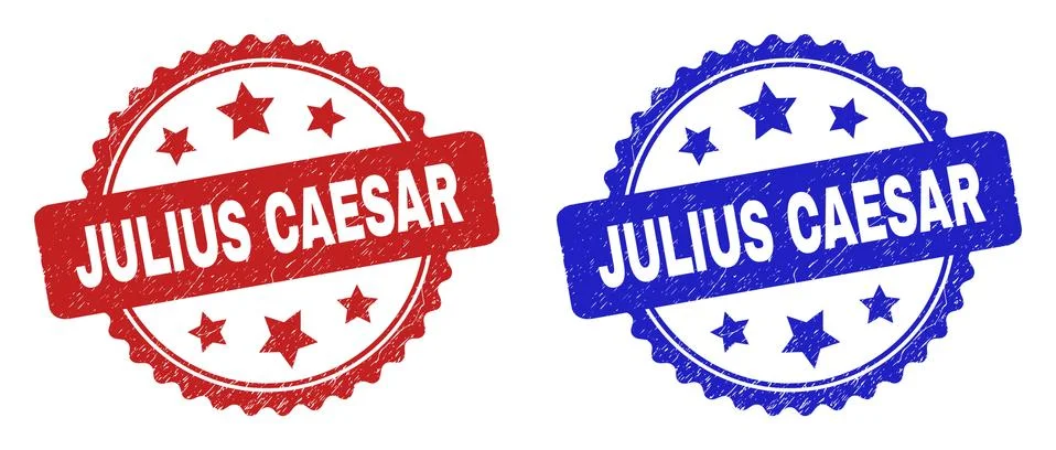 JULIUS CAESAR Rosette Stamp Seals with Grunge Surface Stock Illustration