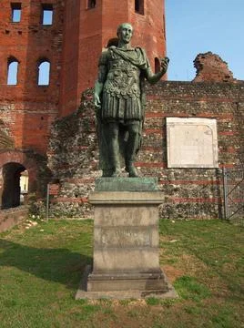 Julius Caesar statue Julius Caesar monument at Palatine towers in Turin, I... Stock Photos