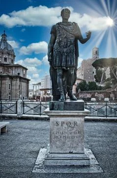 Julius Caesar Statue in Rome. Stock Photos