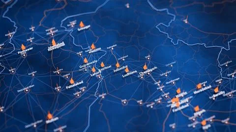 Jullundur map big data visualization. Futuristic map infographic of city in イラスト素材