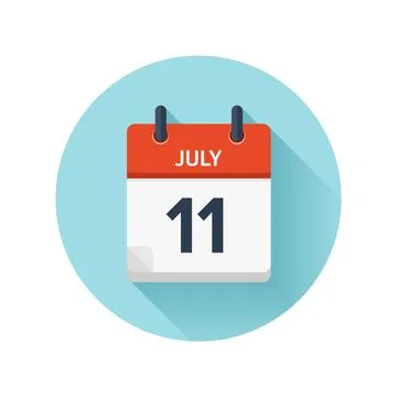 July 11. Vector flat daily calendar icon. Date and time, day, month 2018 Stock Illustration
