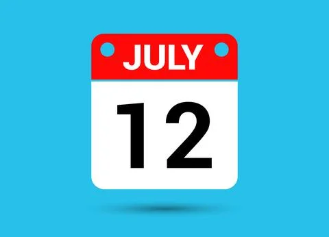 July 12 Calendar Date Flat Icon Day 12 Vector Illustration Stock Illustration