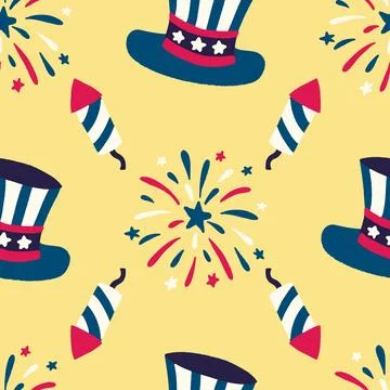 July 14th independence day pattern seamless repeat Stock Illustration