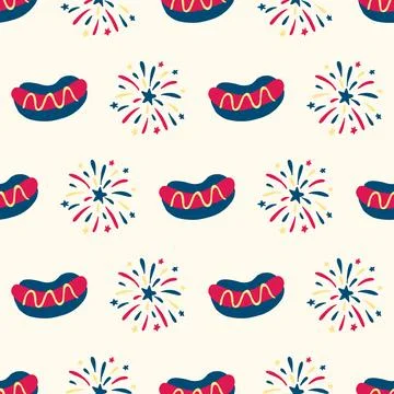 July 14th independence day pattern seamless repeat イラスト素材