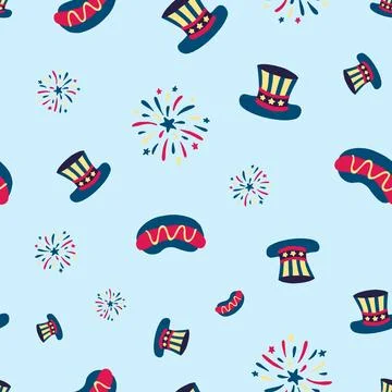July 14th independence day pattern seamless repeat Stock Illustration