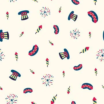 July 14th independence day pattern seamless repeat Stock Illustration