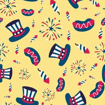 July 14th independence day pattern seamless repeat Stock Illustration