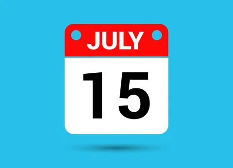 July 15 Calendar Date Flat Icon Day 15 Vector Illustration Stock Illustration