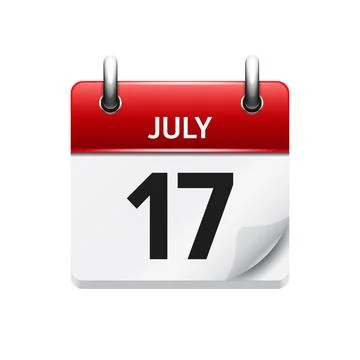July 17. Vector flat daily calendar icon. Date and time, day, month. Holiday. 스톡 일러스트