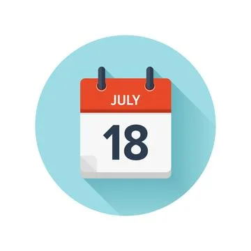July 18. Vector flat daily calendar icon. Date and time, day, month 2018 Stock Illustration