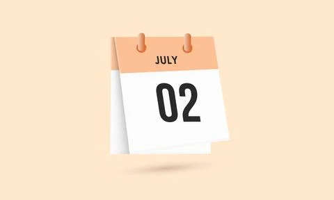 July 2 - calendar and Time planner. Daily Calendar Icon reminder. Vector Il.. Stock Illustration