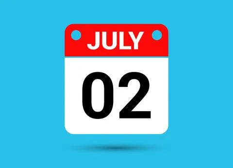 July 2 Calendar Date Flat Icon Day 2 Vector Illustration Stock Illustration