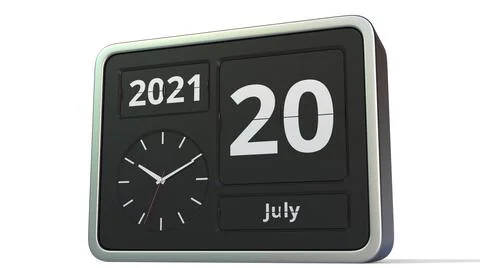 July 20 date on the flip clock calendar, 3d rendering Stock Illustration