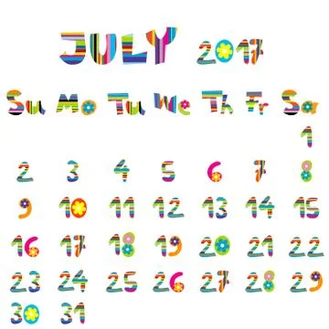 July 2017 calendar Stock Illustration