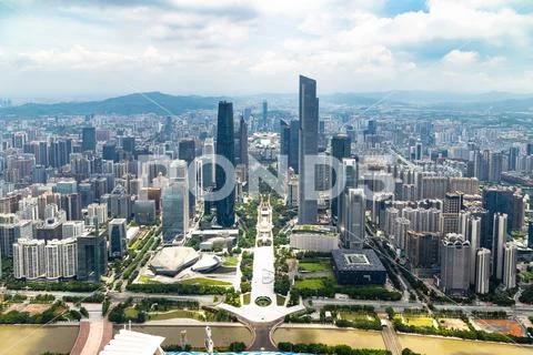 July 2017, Guangzhou, China. View of Guangzhou central business district Stock Photos