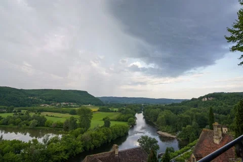 July 2022 Timelapse: Approaching storm near Beynac-et-Cazenac Stock Footage 203971496