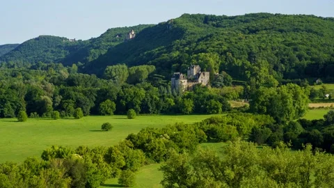 July 2022 Timelapse: Château de Fayrac near Beynac-et-Cazenac Stock Footage 203975253
