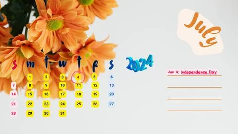 - July 2024 Illustrazione stock