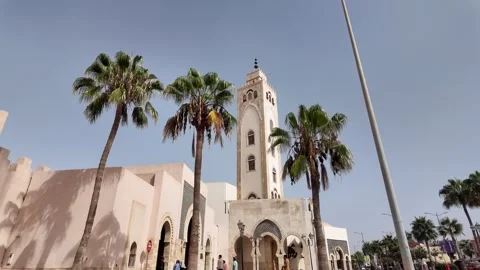 July 24, 2024 :  The Souk El Had Mosque a Spiritual Landmark in Agadir Stock Footage 280992697