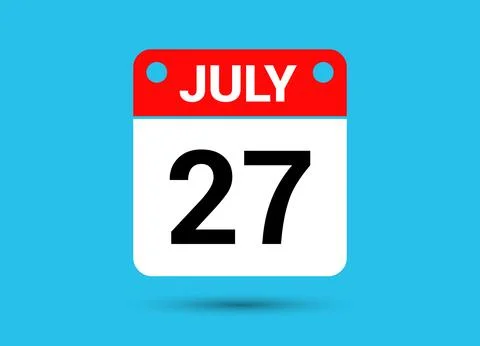 July 27 Calendar Date Flat Icon Day 27 Vector Illustration Stock Illustration