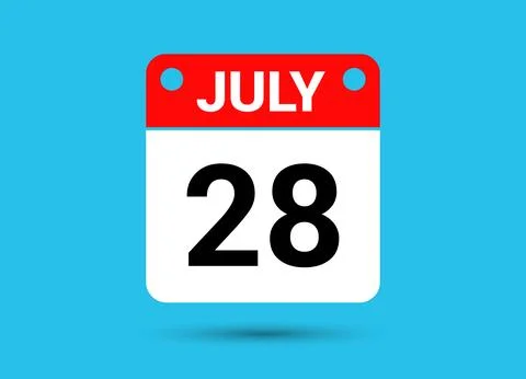 July 28 Calendar Date Flat Icon Day 28 Vector Illustration Stock Illustration