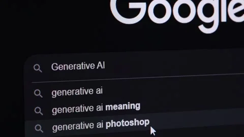 JULY 3, 2023: Searching Generative AI on Google, Computer Display Macro Shot Stock Footage 245183563