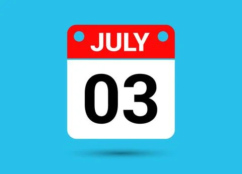 July 3 Calendar Date Flat Icon Day 3 Vector Illustration Stock Illustration