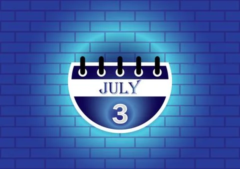 July 3rd calendar date on a blue brick wall background. Perfect for schedul.. Illustration