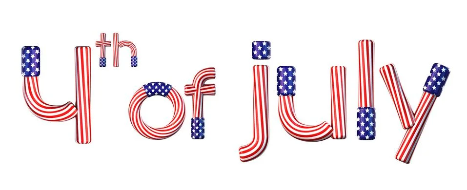 July 4 text Stock Illustration