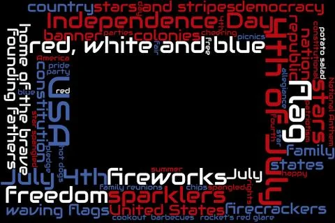 July 4 word cloud frame border Stock Illustration
