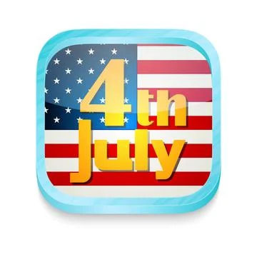 July 4th button Smart phone button with July 4th and USA flag Copyright: x... Stock Photos