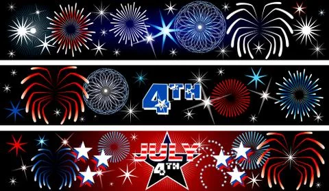 July 4th Firework Banners Stock Illustration