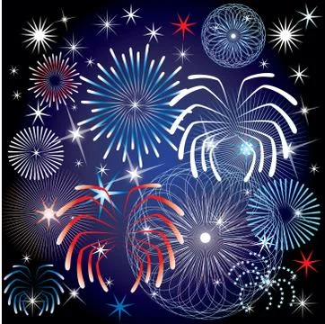 July 4th Fireworks Stock Illustration