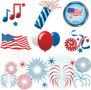 July 4th Icons Stock Illustration