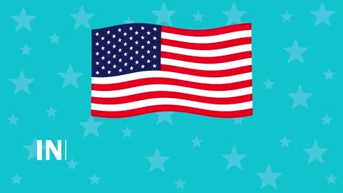 July 4th Independence Day animation. USA realistic american flag. Animation loop Stock Footage 131372516