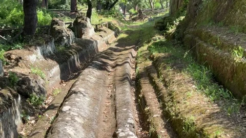 July 5, 2025 - Cerveteri, Italy - Ancient Etruscan road at necropolis Stock Footage 338035053