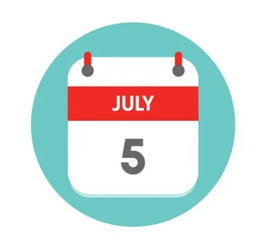 July 5. Vector flat daily calendar icon. Date and time, day, month. Holiday.  Stock Illustration