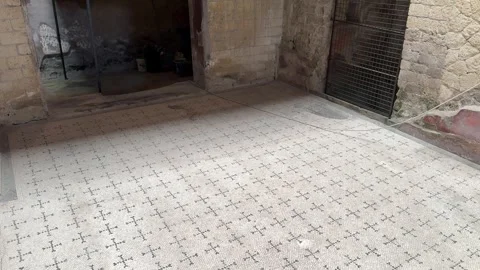 July 6, 2025 - Herculaneum, Italy - Interior of ancient Roman villa Stock Footage 338140153