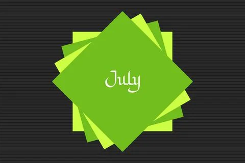 July Arabic style typography text on green square shape vector illustration Stock Illustration