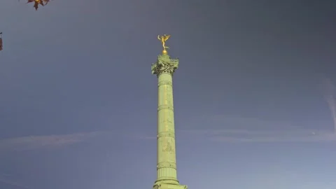 July Column in Place de la Bastille square, Paris, sunny day, blue sky in Stock Footage 305489435