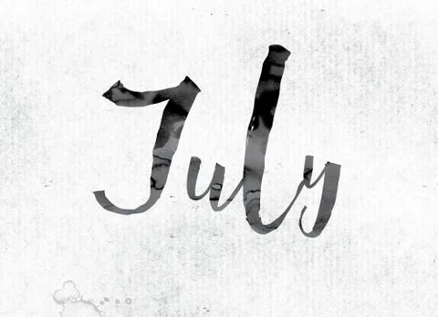 July Concept Painted in Ink Stock Illustration