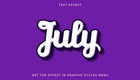 July editable text effect in 3d style Stock Illustration