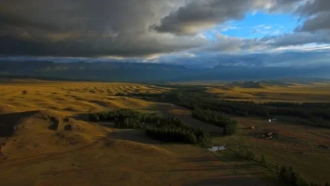 July evening in the Kurai steppe Stock Footage 98370107