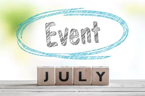 July event message on a stage Stock Photos
