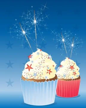 July fourth cup cake Stock Illustration