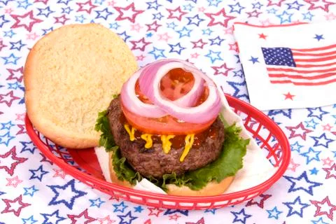 July fourth hamburger Stock Photos