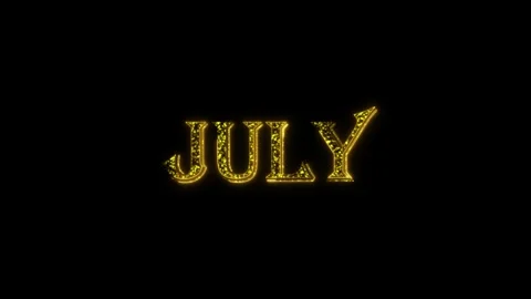 July golden text animation particles shiny gold Video stock 296821106