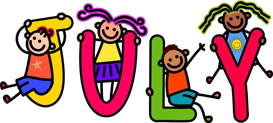 July Kids Stock-Illustration